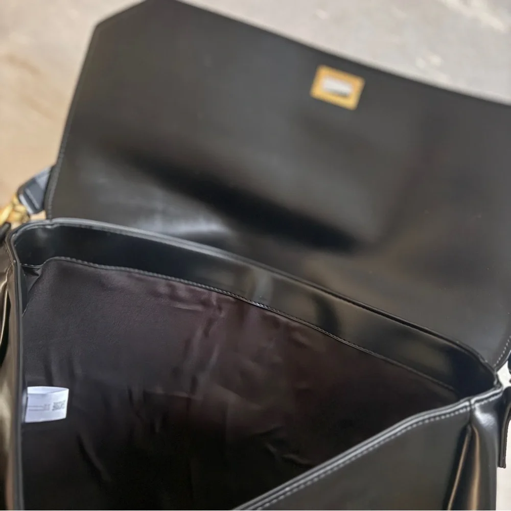NWOT Elegant Black Vegan Leather Tote Bag